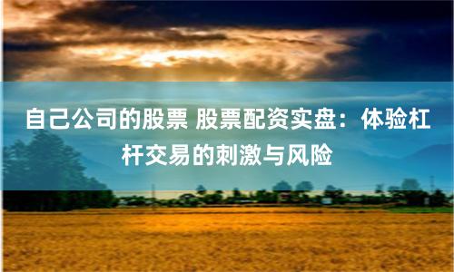 自己公司的股票 股票配资实盘：体验杠杆交易的刺激与风险